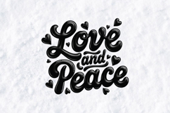 Love and Peace SVG - 3D Bubble Typography Aesthetic Design Product Image 1