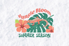 Jungle Bloom Summer SVG - Tropical Gecko Hibiscus PNG Product Image 2