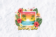 Summer Glow Tropical Hibiscus Beach Sunset Sublimation PNG Product Image 2