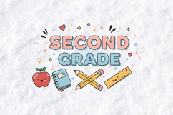 Second Grade SVG - Kawaii School Supplies Teacher Cut File Product Image 2