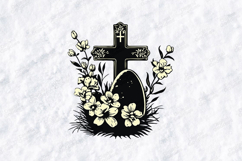 Religious Easter Cross SVG - Floral Easter Egg PNG Design Product Image 1