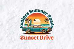 Endless Summer Roads SVG - Retro Sunset Drive &amp; Surfboard Product Image 1