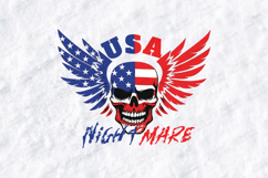 USA Nightmare SVG - Patriotic Skull Flag Wings Cut File Product Image 2