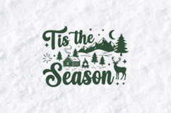 Tis The Season Christmas Cabin Scene Mountain SVG Design Product Image 1