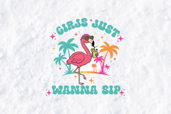 Retro Flamingo Girls Just Wanna Sip Summer SVG Sublimation Product Image 1