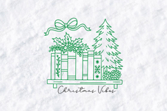 Christmas Vibes Bookshelf Line Art SVG | Book Lover Product Image 1