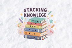 Stacking Knowledge SVG - Kawaii Cute Books Teacher Cut File Product Image 2
