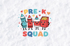 Pre-K Squad SVG - Kawaii School Supplies Preschool Cut File Product Image 2