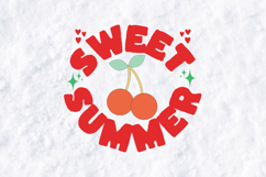Sweet Summer SVG - Retro Cherry Fruit &amp; Sparkles Cut File Product Image 2