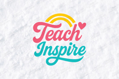 Teach Inspire SVG - Retro Colorful Rainbow School Cut File Product Image 2