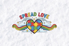 Spread Love Autism SVG - Neurodiversity Awareness Cut File Product Image 1