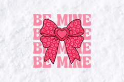 Be Mine Pink Leopard Bow PNG - Retro Valentine Sublimation Product Image 1