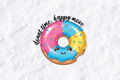 Kawaii Donut Time Happy Move SVG - Retro Sweet Treat PNG Product Image 1