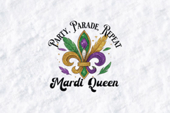 Mardi Gras Queen SVG - Party Parade Repeat Fleur De Lis Art Product Image 2