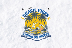 Retro Beach Vibes Surfing SVG &amp; T-Shirt Illustration Product Image 1