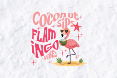 Coconut Sips Flamingo Vibes Retro Beach Summer PNG Product Image 1