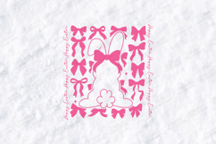 Happy Easter Bunny Bow SVG - Pink Coquette Pattern Design Product Image 1