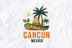 Cancun Mexico SVG - Tropical Sombrero &amp; Maracas Travel Art Product Image 2