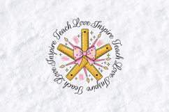 Inspire Teach Love SVG - School Ruler Bow Circular Cut File Product Image 2