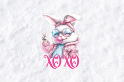 Retro XOXO Peace Bunny SVG - Pink Coquette Bunny Design Product Image 1
