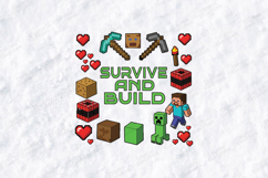Survive and Build SVG - Retro Pixel Block Gaming Cut File Product Image 1