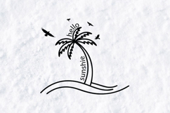 Hello Sunshine Palm Tree SVG - Beach Summer Waves Cut File Product Image 2