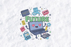 Future SVG - Kawaii Laptop Computer Coding Cut File Product Image 1