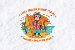 Surfing Monkey SVG - Chill Waves Funky Tunes Summer Beach Product Image 2