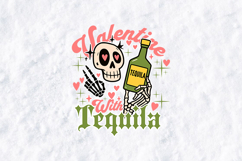 Valentine With Tequila SVG - Retro Skeleton Love Cut File Product Image 1