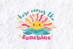 Here Comes The Sunshine SVG - Kawaii Sun &amp; Ocean Wave Art Product Image 2