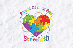 Puzzle Of Love And Strength SVG - Retro Autism Heart File Product Image 2