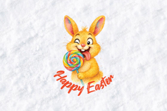 Funny Easter Bunny with Lollipop PNG Cute Rabbit Sublimation Product Image 1