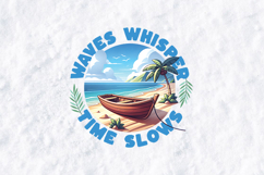 Waves Whisper Time Slows Tropical Beach Boat Summer SVG Logo Product Image 2