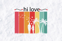 Hi Love Summer SVG - Retro Sunset Couple Silhouette File Product Image 1