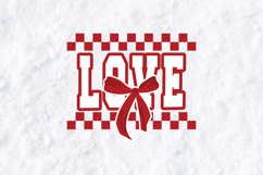 Retro Checkered Love Bow SVG Valentine Sublimation Design Product Image 2