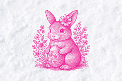 Vintage Floral Bunny SVG - Pink Hand Drawn Rabbit Sublimatio Product Image 1