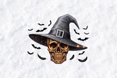 Witchy Skull SVG - Ornate Gold Halloween Witch Hat Cut File Product Image 1