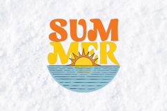 Retro Summer Sunset SVG - Ocean Horizon Beach T-Shirt Art Product Image 3