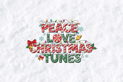 Peace Love Christmas Tunes SVG - Retro Snowy Holiday File Product Image 1