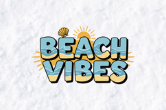 Beach Vibes SVG - Summer Shell &amp; Sun Retro Shore Cut File Product Image 1