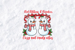 Red Ribbons &amp; Reindeer SVG - Retro Snowman Holiday Cut File Product Image 1