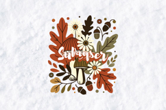 Retro Autumn Mushrooms and Flowers Floral Clipart Graphic Product Image 2