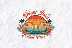 Bright Skies Chill Vibes SVG - Retro Tropical Sunglasses Art Product Image 1