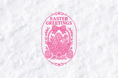 Easter Greetings SVG - Bunny Basket Floral Frame Design Product Image 2