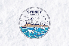 Sydney Australia SVG - Opera House &amp; Ocean Wave Seal Design Product Image 2