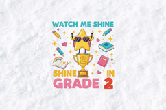 Shine in Grade 2 SVG - Kawaii Trophy Teacher Cut File Product Image 2