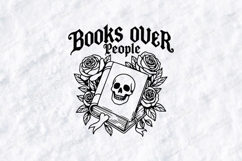Books Over People SVG - Gothic Skull Floral Bookish Cut File Product Image 2