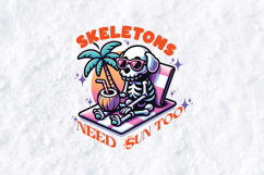 Skeletons Need Sun Too Beach Dog Skeleton Summer SVG Design Product Image 1