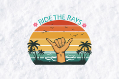 Ride the Rays SVG - Retro Shaka Hand Beach Sunset Cut File Product Image 2