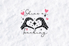Shine of Teaching SVG - Trendy Skeleton Hand Heart Cut File Product Image 1